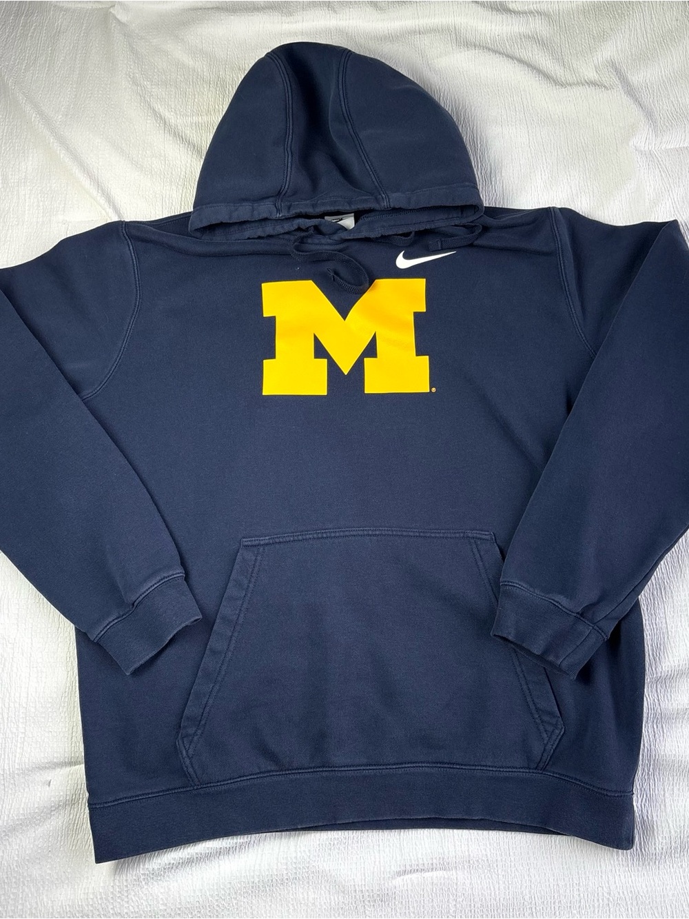 Nike Michigan Wolverines Block M Hoodie Mens Size Large Navy Blue Pullover NCAA